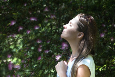 woman breathing